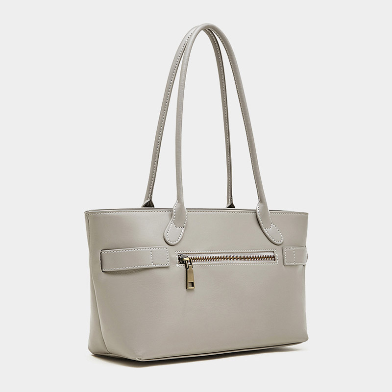 Women's Full-Grain Leather Buckle Shoulder Tote Bag