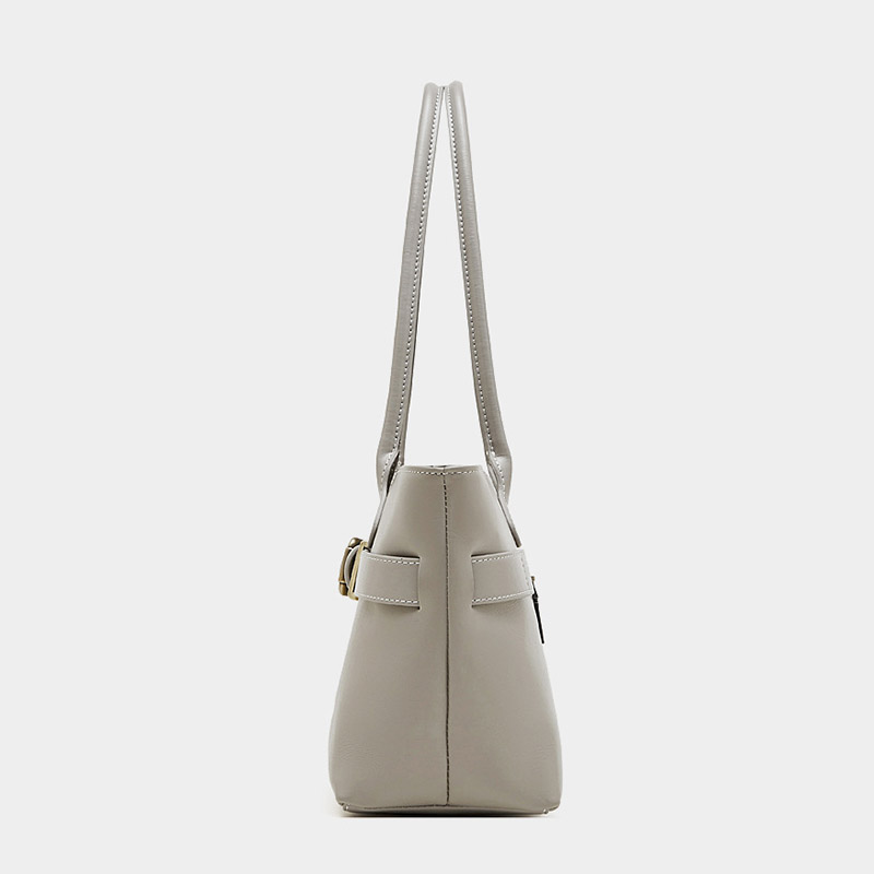 Women's Full-Grain Leather Buckle Shoulder Tote Bag