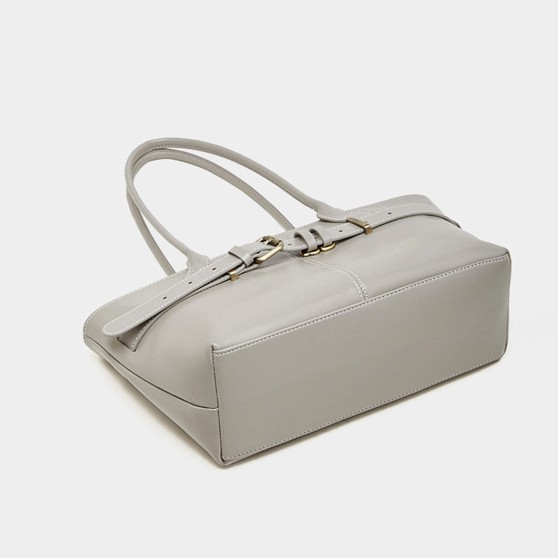 Women's Full-Grain Leather Buckle Shoulder Tote Bag