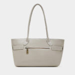 Women's Full-Grain Leather Buckle Shoulder Tote Bag