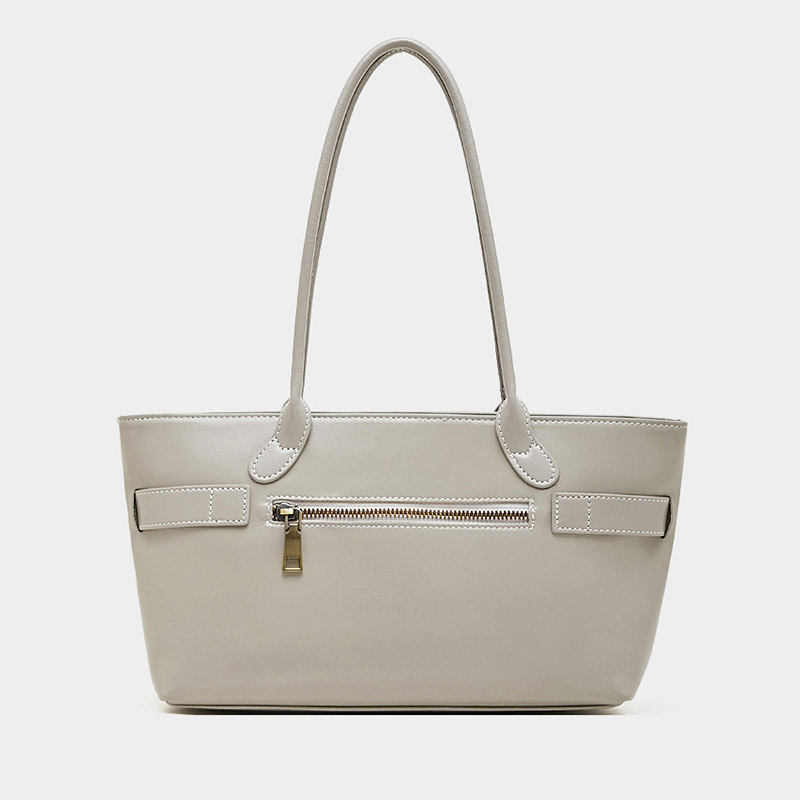 Women's Full-Grain Leather Buckle Shoulder Tote Bag