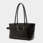 Women's Full-Grain Leather Buckle Shoulder Tote Bag