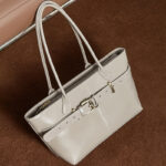 Women's Full-Grain Leather Buckle Shoulder Tote Bag