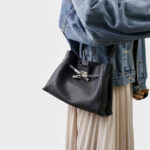 Women's Full-Grain Leather Crossbody Shoulder Hobo Bag with Silver Lock