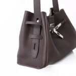 Women's Full-Grain Leather Crossbody Shoulder Hobo Bag with Silver Lock