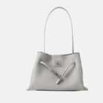 Women's Full-Grain Leather Crossbody Shoulder Hobo Bag with Silver Lock