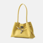 Women's Full-Grain Leather Crossbody Shoulder Hobo Bag with Silver Lock
