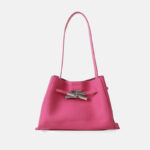 Women's Full-Grain Leather Crossbody Shoulder Hobo Bag with Silver Lock