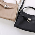 Women's Full-Grain Leather Drawstring Buckle Bucket Handbag with Crossbody Strap