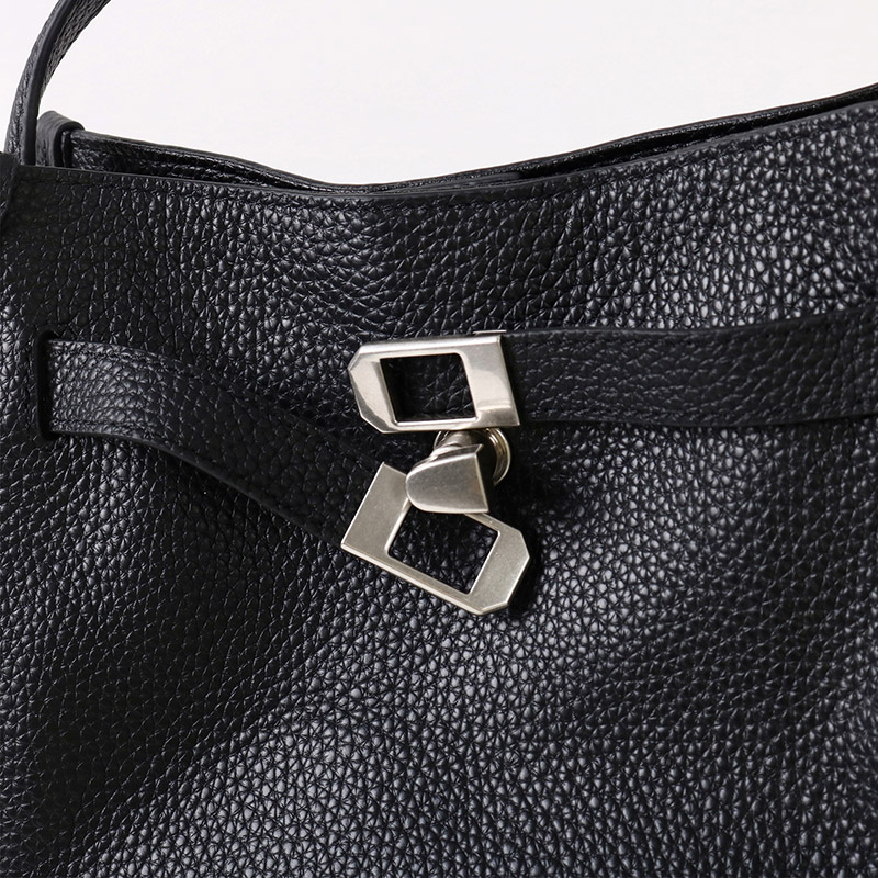 Women's Full-Grain Leather Drawstring Buckle Bucket Handbag with Crossbody Strap