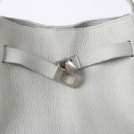 Women's Full-Grain Leather Drawstring Buckle Bucket Handbag with Crossbody Strap