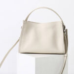 Women's Full-Grain Leather Drawstring Buckle Bucket Handbag with Crossbody Strap