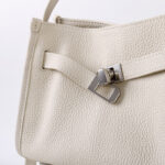 Women's Full-Grain Leather Drawstring Buckle Bucket Handbag with Crossbody Strap