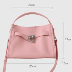 Women's Full-Grain Leather Drawstring Buckle Bucket Handbag with Crossbody Strap