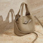 Women's Full-Grain Leather Drawstring Buckle Bucket Handbags with Shoulder Crossbody Strap