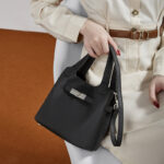 Women's Full-Grain Leather Drawstring Buckle Bucket Handbags with Shoulder Crossbody Strap