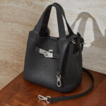 Women's Full-Grain Leather Drawstring Buckle Bucket Handbags with Shoulder Crossbody Strap
