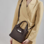 Women's Full-Grain Leather Drawstring Buckle Bucket Handbags with Shoulder Crossbody Strap