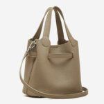 Women's Full-Grain Leather Drawstring Buckle Bucket Handbags with Shoulder Crossbody Strap