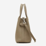 Women's Full-Grain Leather Drawstring Buckle Bucket Handbags with Shoulder Crossbody Strap