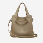 Women's Full-Grain Leather Drawstring Buckle Bucket Handbags with Shoulder Crossbody Strap