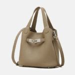 Women's Full-Grain Leather Drawstring Buckle Bucket Handbags with Shoulder Crossbody Strap