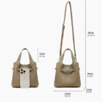 Women's Full-Grain Leather Drawstring Buckle Bucket Handbags with Shoulder Crossbody Strap
