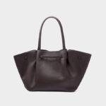 Women's Full-Grain Leather Drawstring Buckle Wing-Shaped Large Shoulder Tote Bag