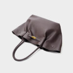 Women's Full-Grain Leather Drawstring Buckle Wing-Shaped Large Shoulder Tote Bag