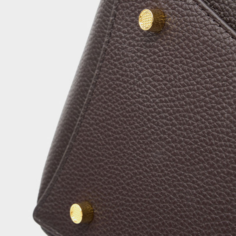 Women's Full-Grain Leather Drawstring Buckle Wing-Shaped Large Shoulder Tote Bag