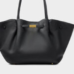 Women's Full-Grain Leather Drawstring Buckle Wing-Shaped Large Shoulder Tote Bag