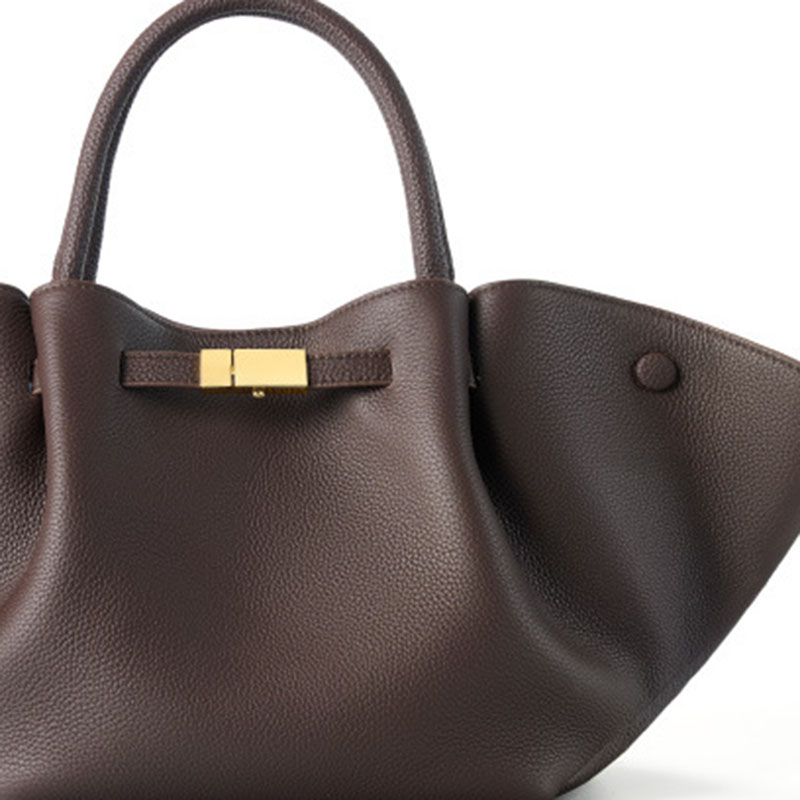 Sac fourre-tout en cuir pleine fleur avec cordon de serrage et bandoulière pour femmes