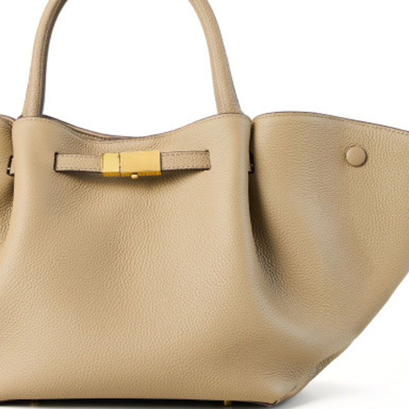 Sac fourre-tout en cuir pleine fleur avec cordon de serrage et bandoulière pour femmes