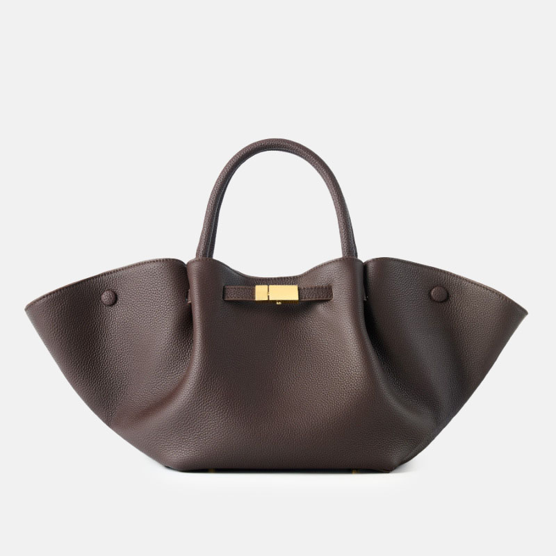 Sac fourre-tout en cuir pleine fleur avec cordon de serrage et bandoulière pour femmes