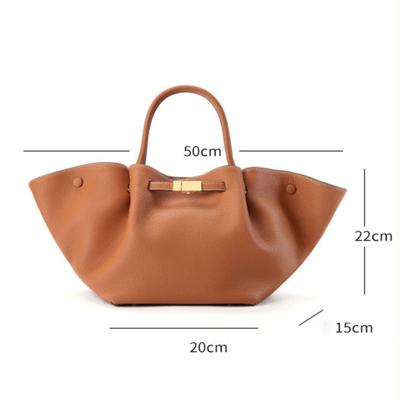 Sac fourre-tout en cuir pleine fleur avec cordon de serrage et bandoulière pour femmes