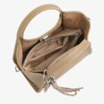 Women's Full-Grain Leather Heart Charm Winged Tote Bag with Crossbody Shoulder Strap
