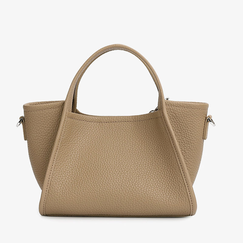 Women's Full-Grain Leather Heart Charm Winged Tote Bag with Crossbody Shoulder Strap
