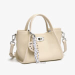 Women's Full-Grain Leather Heart Charm Winged Tote Bag with Crossbody Shoulder Strap