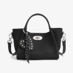 Women's Full-Grain Leather Heart Charm Winged Tote Bag with Crossbody Shoulder Strap