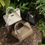 Women's Full-Grain Leather Heart Charm Winged Tote Bag with Crossbody Shoulder Strap