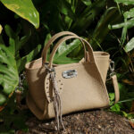 Women's Full-Grain Leather Heart Charm Winged Tote Bag with Crossbody Shoulder Strap