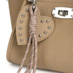 Women's Full-Grain Leather Heart Charm Winged Tote Bag with Crossbody Shoulder Strap