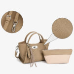 Women's Full-Grain Leather Heart Charm Winged Tote Bag with Crossbody Shoulder Strap
