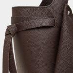 Women's Full-Grain Leather Studded Drawstring Tote Bag with Crossbody Shoulder Strap