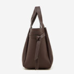 Women's Full-Grain Leather Studded Drawstring Tote Bag with Crossbody Shoulder Strap