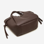 Women's Full-Grain Leather Studded Drawstring Tote Bag with Crossbody Shoulder Strap