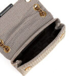 Women's Houndstooth Rhinestone Cotton Eagle Head Embellished Crossbody Shoulder Chain Bag in Beige