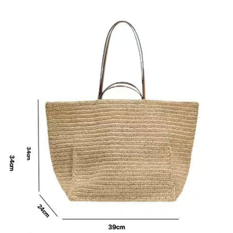 Women's Large Straw Woven Shoulder Tote