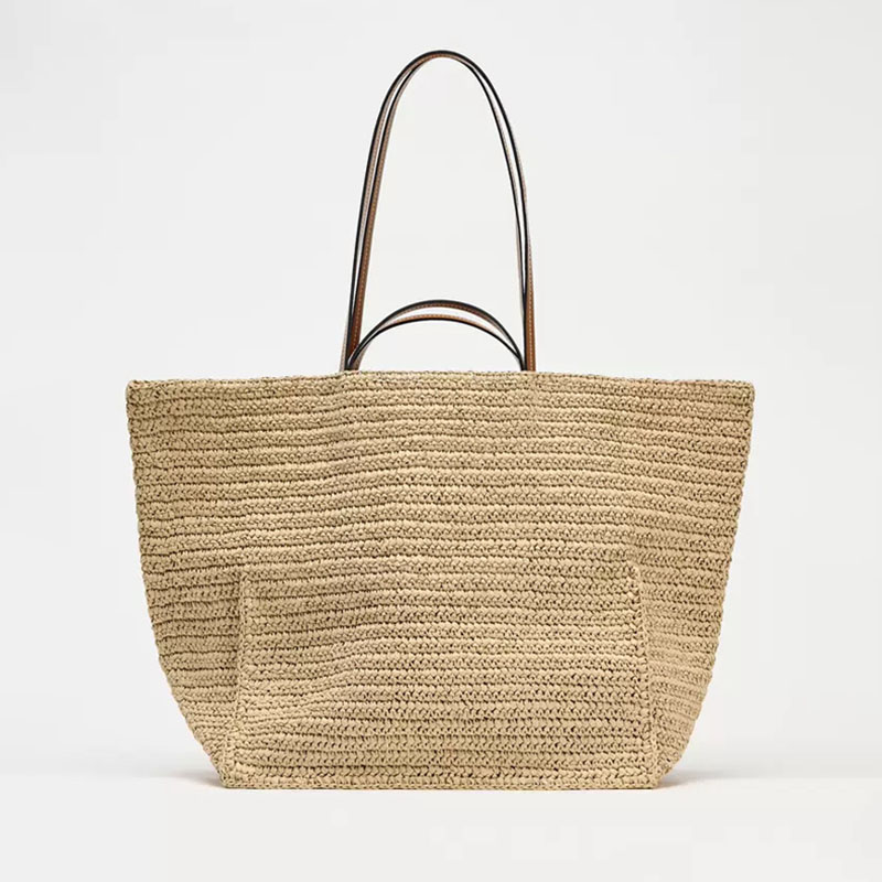 Women's Large Straw Woven Shoulder Tote
