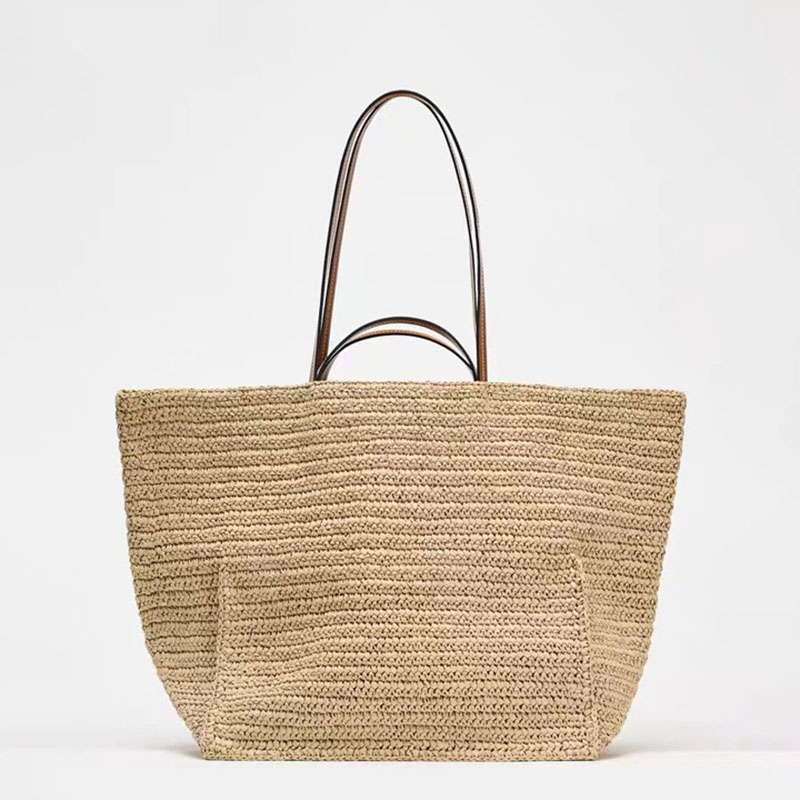 Women's Large Straw Woven Shoulder Tote